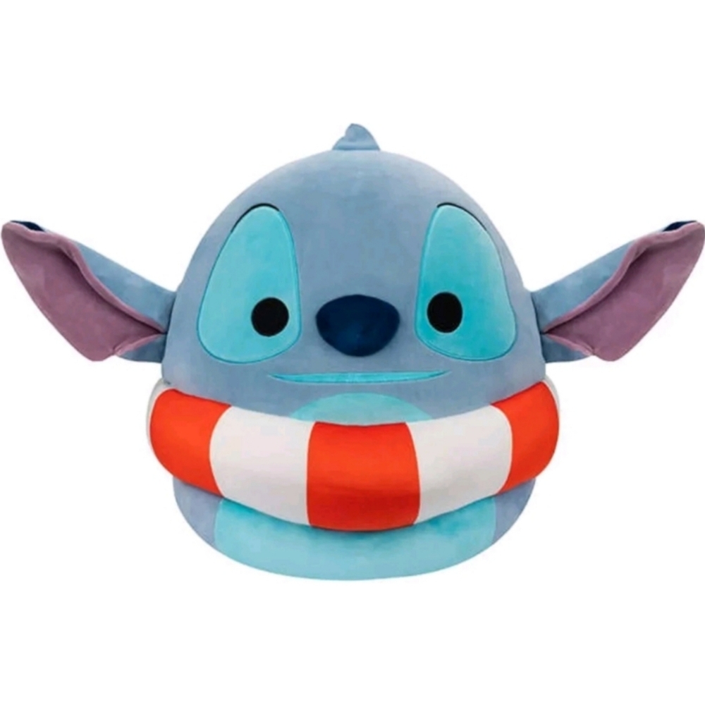 Disney Squishmallow 20" Stitch Life Ring Floatie Plush Jumbo Lilo And Stitch